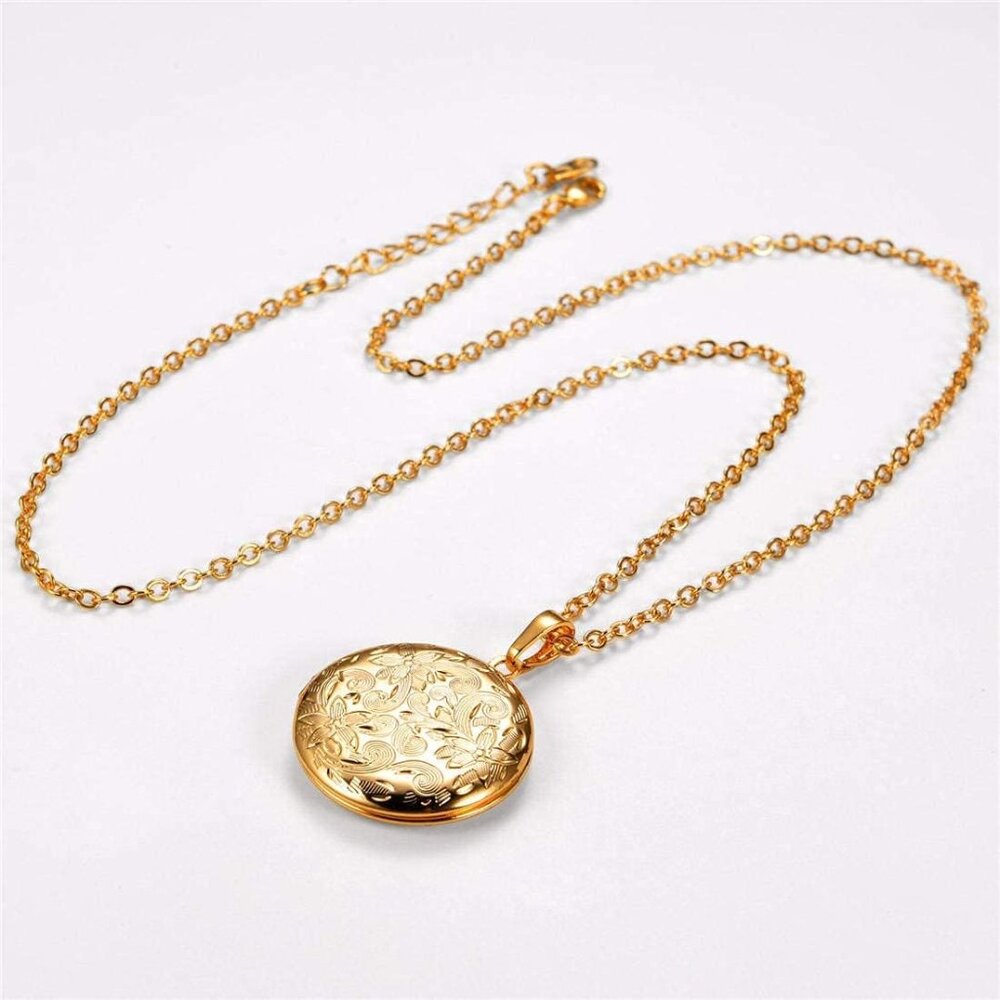 Locket Necklace for Women, Silver/Gold/Rose Gold Custom Photo Text Necklaces, Fl - Picture 6 of 9